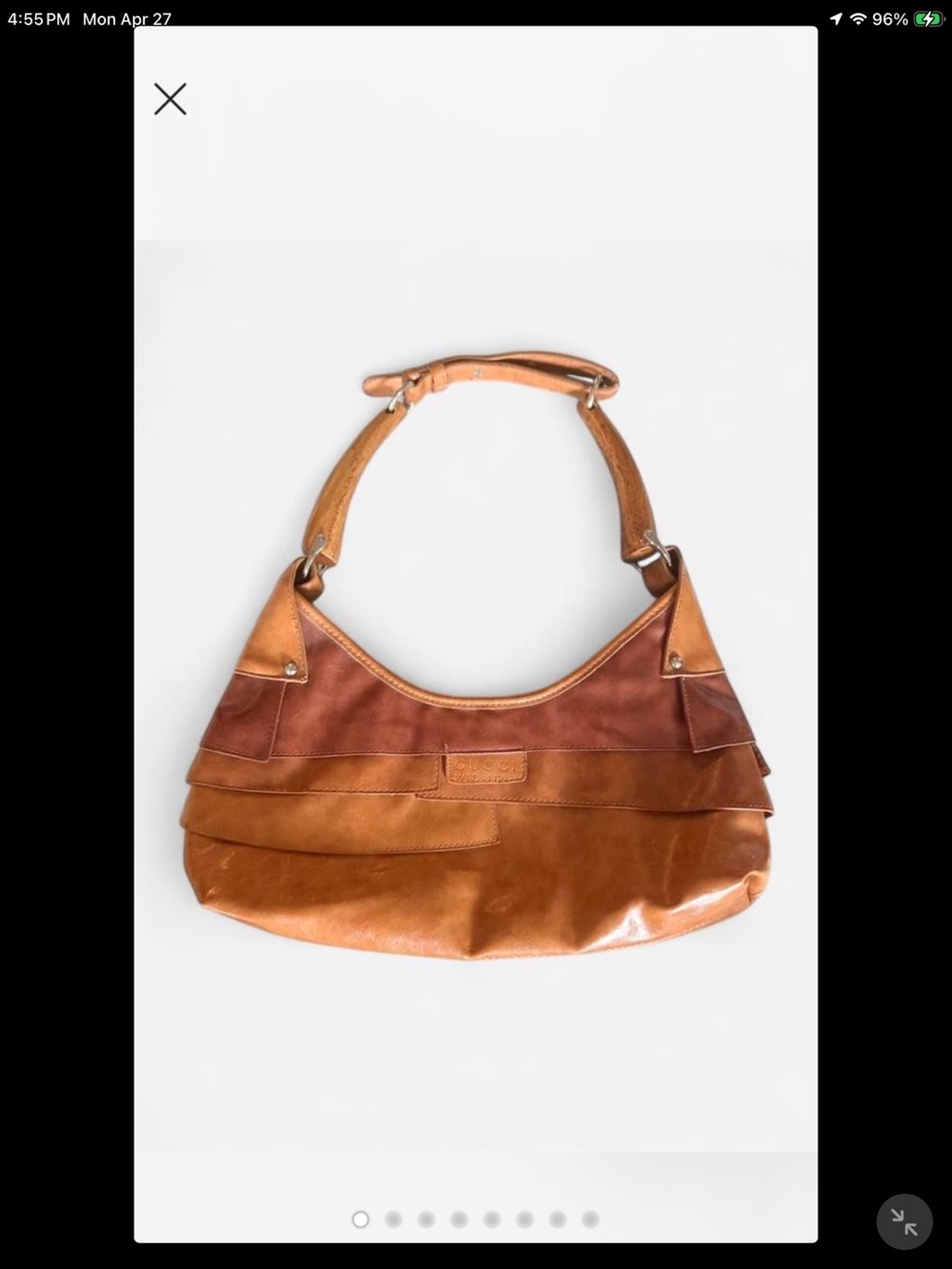 VINTAGE Gucci Two-Tone Brown Leather Shoulder Bag